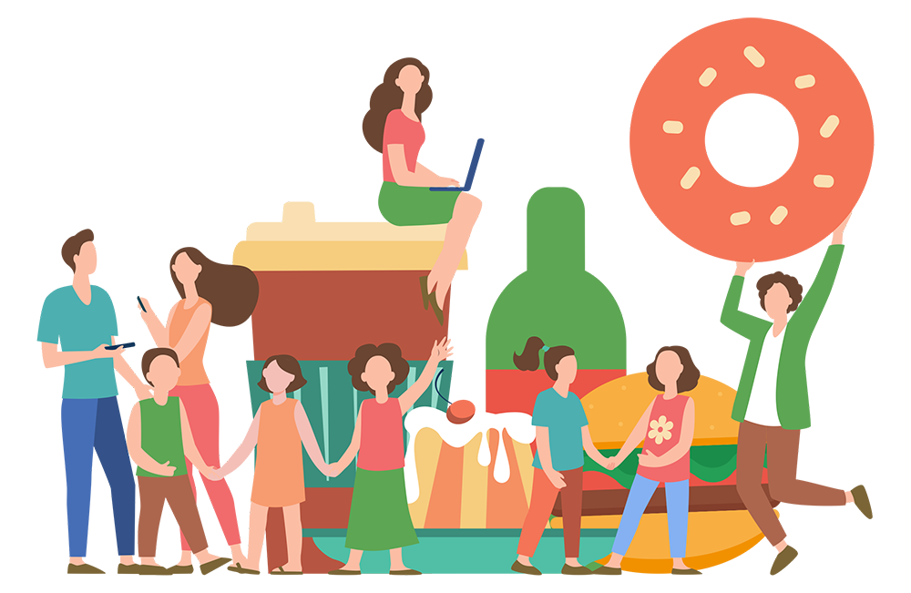 Food and socializing illustration